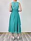 cheap Cocktail Dresses-A-Line Cocktail Dresses Elegant Dress Wedding Guest Kentucky Derby Ankle Length Sleeveless Jewel Neck Fall Wedding Guest Chiffon with Sequin Appliques 2024