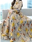 abordables Robes à motifs-Femme Robe Trapèze Imprimer Col de Chemise robe longue du quotidien Vacances manche longue Printemps Automne