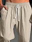 ieftine Vacanţă-Bărbați Pantaloni de in Pantaloni Pantaloni de vară Pantaloni de plajă Cordon Talie elastică Manșetă Elastică Simplu Confort Respirabil Casual Zilnic Concediu Modă Stil Clasic Verde Militar Bleumarin