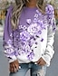 cheap Women&#039;s Hoodies &amp; Sweatshirts-Women&#039;s Sweatshirt Pullover Floral Street Casual Pink Blue Purple Elegant Sports Basic Round Neck Long Sleeve Top Micro-elastic Fall &amp; Winter