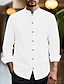 cheap Cotton Linen Shirt-Men&#039;s Shirt Linen Shirt Cotton Linen Shirt Button Up Shirt Casual Shirt Black White Pink Long Sleeve Plain Stand Collar Spring &amp; Summer Casual Daily Clothing Apparel