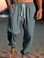 ieftine Vacanţă-Bărbați Pantaloni de in Pantaloni Pantaloni de vară Pantaloni de plajă Cordon Talie elastică Manșetă Elastică Simplu Confort Respirabil Casual Zilnic Concediu Modă Stil Clasic Verde Militar Bleumarin