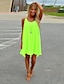 Χαμηλού Κόστους απλά φορέματα-Γυναικεία Φόρεμα με λεπτή τιράντα Μίνι φόρεμα φθορίζον πράσινο Μαύρο Λευκό Αμάνικο Μονόχρωμες Καλοκαίρι Άνοιξη Καθημερινό 2023 Τ M L XL XXL XXXL