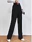Χαμηλού Κόστους φαρδύ πόδι &amp; ψηλόμεσο-Γυναικεία Παντελόνια Χαλαρό Ψηλή Μέση Πλήρες μήκος Μαύρο 1 # Άνοιξη &amp; Χειμώνας