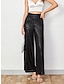 abordables pantalones de fiesta para mujer-Mujer Perneras anchas Pantalones Poliéster Media cintura Longitud total Negro Otoño