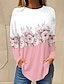 ieftine Tricouri Damă-Pentru femei Tricou Floral Imprimeu Concediu Sfârșit de săptămână De Bază Manșon Lung Rotund Alb Toamna iarna