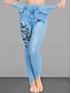 cheap Leggings-Women&#039;s Slim Pants Trousers Polyester Pocket Print High Cut High Waist Full Length Lake Blue Summer