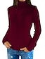 cheap Sweaters-Women&#039;s Pullover Sweater Jumper Turtleneck Cable Knit Acrylic Knitted Fall Winter Cropped Outdoor Daily Holiday Stylish Casual Soft Long Sleeve Solid Color Black White Red S M L