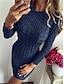 ieftine Pulovere-Pentru femei Rochie pulover Stil Nautic Cablu Tricotat Bumbac Acrilic Decupată Toamnă Iarnă În aer liber sportiv Ieșire Stilat Casual Moale Manșon Lung Culoare solidă Argintiu Albastru Deschis Roșu