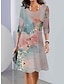 cheap Print Dresses-Women&#039;s Ombre Floral Print V Neck Mini Dress Daily Vacation Long Sleeve Summer Spring