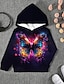 abordables sweats à capuche et sweat-shirts 3d pour filles-Sweat à capuche Fille Enfants manche longue 3D effet Animal Papillon Poche Violet Enfants Hauts Hiver Automne Actif Sportif Mode Extérieur du quotidien Intérieur Standard 3-12 ans