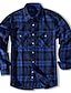 cheap Men&#039;s Shirt Jacket-Men&#039;s Shirt Button Up Shirt Flannel Shirt Plaid Shirt Overshirt White Wine Red Long Sleeve Plaid / Check Lapel Spring &amp;  Fall Outdoor Daily Wear Clothing Apparel Front Pocket