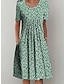 Χαμηλού Κόστους Print Φορέματα-Γυναικεία Καθημερινό φόρεμα Μίντι φόρεμα Θαλασσί Κοντομάνικο Φλοράλ Σουρωτά Άνοιξη Καλοκαίρι Στρογγυλή Ψηλή Λαιμόκοψη Βασικό 2023 Τ M L XL XXL 3XL