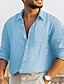 preiswerte Baumwoll-Leinenhemd-Herren Hemd leinenhemd Knopfhemd Sommerhemd Schwarz Weiß Blau Langarm Glatt Kargen Frühling Sommer Casual Täglich Bekleidung