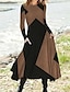 abordables Robes à motifs-Femme Robe casual Bloc de couleur Imprimer Col Ras du Cou Robe longue maxi basique du quotidien Vacances manche longue Printemps Automne