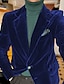Недорогие Блейзер и куртка-Мужской бархатный повседневный пиджак для вечеринок, обычный приталенный однотонный однобортный пиджак с двумя пуговицами, королевский синий, фиолетовый, коричневый, зеленый, 2024