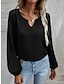 Χαμηλού Κόστους Βασικές Γυναικείες Μπλούζες-Πουκάμισο Μπλούζα Γυναικεία Μαύρο Λευκό Ανθισμένο Ροζ Συμπαγές Χρώμα Λάγνος Δρόμος Καθημερινά Μοντέρνα Λαιμόκοψη V Τ