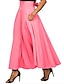 cheap Plain Skirts-Women&#039;s Skirt A Line Swing Maxi High Waist Skirts Pleated Pocket Bow Solid Colored Street Daily Fall &amp; Winter Polyester Elegant Vintage Fashion Wine Red Black Pink Blue