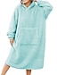 cheap Women&#039;s Robes-Women&#039;s Wearable Blanket Hoodie Blanket Pajama Loungewear Pure Color Warm Casual Comfort Home Daily Bed Flannel Warm Breathable Hoodie Long Sleeve Pocket Fall Winter Pink Wine
