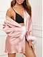 cheap Women&#039;s Robes-Women&#039;s Pajamas Bathrobe Robes Gown Pure Color Simple Casual Comfort Home Daily Bed Satin Breathable V Wire Long Sleeve Summer Fall Pink Wine