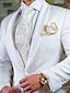 billiga Kostymer-svart röd vit herrbal kostym jacquard blommig paisley bröllop gotiska kostymer smoking kostymer 2 delar skräddarsydd passform enkelknäppt enknapps 2024