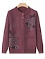cheap Cardigans-Women&#039;s Cardigan Sweater Crew Neck Ribbed Knit Polyester Button Pocket Fall Winter Outdoor Holiday Going out Stylish Casual Soft Long Sleeve Floral claret Grass Green Leather Pink XL 2XL 3XL