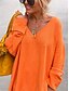 abordables Tuniques-Tunique femme sweatshirt oversized pullover sports basique néon  lumineux uni street décontracté col en V coupe ample à manches longues noir rose orange gris automne  hiver préautomne