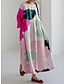 Χαμηλού Κόστους Print Φορέματα-Γυναικεία Φλοράλ Στάμπα Στρογγυλή Ψηλή Λαιμόκοψη Μακρύ Φόρεμα Μάξι Φόρεμα Καθημερινά Διακοπές Κοντομάνικο Φθινόπωρο Χειμώνας