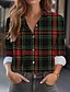 preiswerte Blusen und Hemden für Damen-Damen Hemd Bluse Plaid Casual Taste Bedruckt Schwarz Langarm Täglich Basic Hemdkragen Herbst Winter