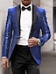 ieftine Blazer și jachetă-paiete bărbați anii 70 disco retro blazer petrecere strălucitor jachetă casual model la un singur piept cu un singur nasture negru argintiu visiniu albastru regal auriu 2024