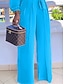 cheap Women&#039;s Jumpsuits-Women&#039;s Jumpsuit Lace up Pocket Solid Color Shirt Collar Business Office Work Regular Fit Long Sleeve Blue S M L Spring