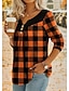 رخيصةأون بلوزات وقمصان للنساء-نسائي قميص بلوزة منقوش أزرار طباعة فضفاض أساسي كم طويل V رقبة أصفر الربيع الخريف