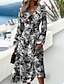 cheap Print Dresses-Women&#039;s Graphic Abstract Print V Neck Midi Dress Daily Vacation Long Sleeve Spring Fall
