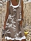 baratos Vestidos Estampados-vestido feminino midi vestido cinza sem mangas floral falso duas peças verão primavera gola redonda moderno 2023 5xl