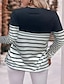 economico T-Shirt da donna-Per donna maglietta A strisce Pulsante Stampa Giornaliero Fine settimana Essenziale Manica lunga A V Nero Autunno inverno