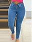 رخيصةأون الجينز النسائي-نسائي جينزات السراويل مدبب بوليستر خصر متوسط مكتمل الطول أزرق الخريف