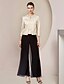 economico Tailleur pantalone della mamma-Tuta Completo Pantalone Tre Pezzi Lunghezza al pavimento Abito da cerimonia per signora Mezza Manica Scollo Tondo Elegante Festa Formale Ospite di nozze Chiffon Raso Con Stola con Perline Spacco sul
