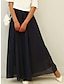 cheap Plain Skirts-Women&#039;s Skirt Swing Long Skirt Maxi High Waist Skirts Layered Solid Colored Street Daily Summer Polyester Fashion Casual Apricot Black White Red