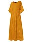 cheap Print Dresses-Women&#039;s Swing Dress Maxi long Dress Yellow Wine Navy Blue Short Sleeve Polka Dot Print Spring Summer Round Neck High Waist Hot Casual Holiday  Dress 2023 L XL XXL 3XL 4XL 5XL