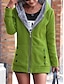 cheap Casual Jackets-Women&#039;s Winter Coat Hoodie Jacket Street Fall Winter Regular Short Coat Regular Fit Windproof Warm Stylish Contemporary Casual Jacket Long Sleeve Plain with Pockets Full Zip Red Blue Green