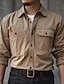 preiswerte Herrenhemd zum Knöpfen-Herren Knopfhemd Lässiges Hemd Hemd Kaki Armeegrün Dunkelblau Langarm Glatt Kargen Strasse Urlaub Grundlegend Bekleidung Modisch Freizeit