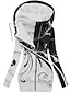 preiswerte Kapuzenjacke-Damen Kapuzenjacke Normal Zip Blume Komfortabel Modisch Regular Fit Oberbekleidung Langarm Herbst Schwarz und Weiß S