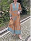 Χαμηλού Κόστους Print Φορέματα-Γυναικεία Φλοράλ Στάμπα Διχασμένος λαιμός Μακρύ Φόρεμα Μάξι Φόρεμα Καθημερινά Διακοπές Μακρυμάνικο Καλοκαίρι Άνοιξη