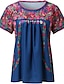 cheap Women&#039;s T-shirts-Women&#039;s T shirt Tee Floral Holiday Weekend Print Navy Blue Short Sleeve Basic Round Neck