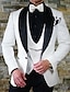 זול חליפות-לבן&amp;amp; גברים שחורים אקארד פרחוני חליפות גותי חתונה טוקסידו חליפות מסיבות 3 חלקים בהתאמה אישית עם חזה אחד עם כפתור אחד 2024