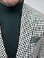 billige Blazer og Jakke-mænds tweed ternet blazerjakke houndstooth udendørs afslappet regular slim fit enkeltradet to-knapper sort brun gul lysegrøn rød 2024