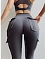 זול טייצים-בגדי ריקוד נשים מכנסי קרגו מכנסיים כיס גזרה גבוהה מותניים גבוהים באורך מלא אפור כהה סתיו