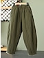 ieftine picior lat și talie înaltă-Pentru femei Pantaloni Pantaloni de jos Umflat Lungime totală Verde armată 882# Toamnă