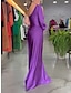 cheap Party Dresses-Women&#039;s Black Dress Prom Dress Party Dress Ruched Split One Shoulder Long Sleeve Purple Spring Winter