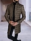 billiga lättviktsrock för män-Herr Färgblock Geometri Argyle Vinterkappa Rock Kappa Håller värmen Andningsfunktion Bekväm Mode Streetwear Affär Arbete Klä till Jobbet Utekväll Ficka Mönster Höst vinter Nedvikt Långärmad Svart